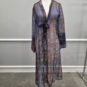 Julia Sheer Floral Duster - Black and Red